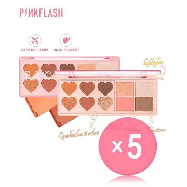 PINKFLASH-Highlighter Blusher Multi Palette - 3 Colors 5pcs Bundle Set