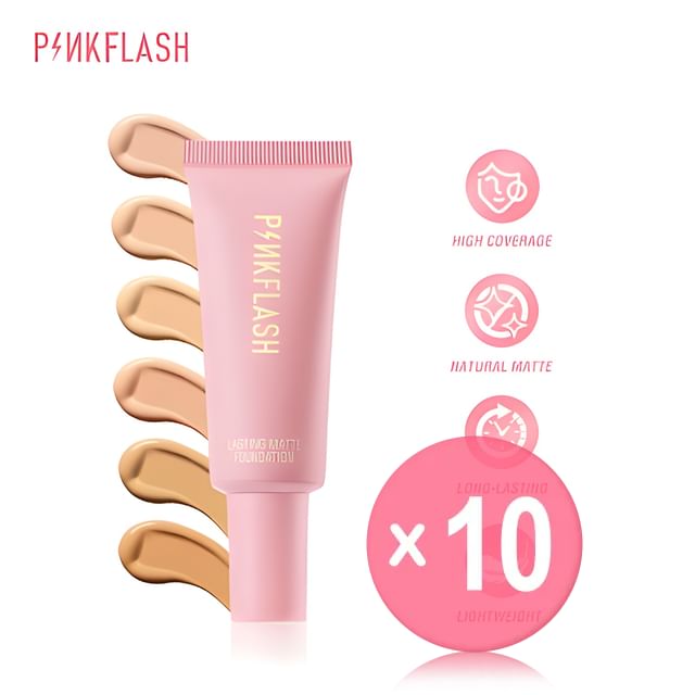 PINKFLASH-Lasting Matte Foundation - 6 Colors 10pcs Bundle Set