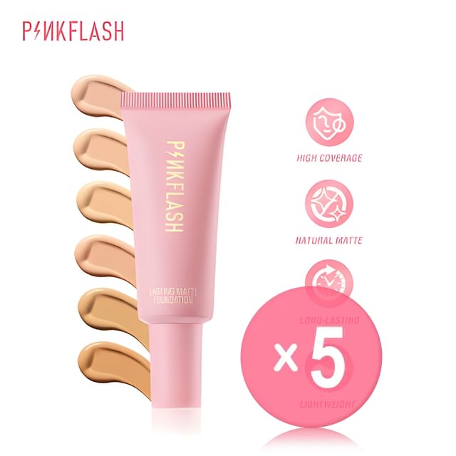 PINKFLASH-Lasting Matte Foundation - 6 Colors 5pcs Bundle Set