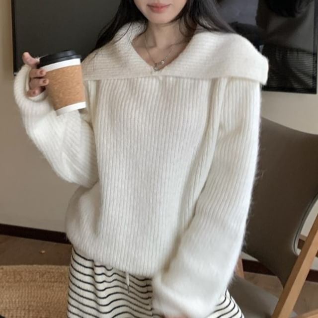 PINPI-Collared Plain Sweater