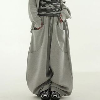 PINPI-Low Rise Plain Wide Leg Pants