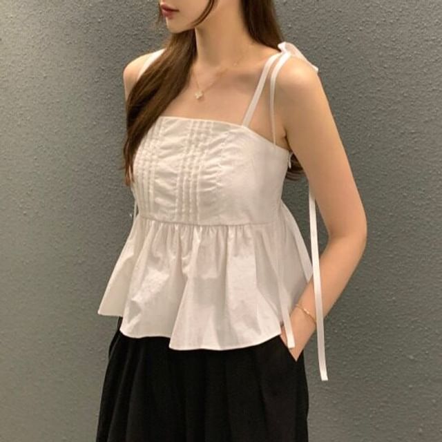 PINPI-Plain Flowy Camisole Top