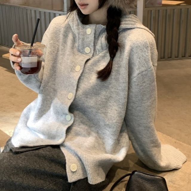 PINPI-Plain Hood Cardigan