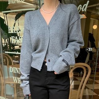 PINPI-V-Neck Plain Cardigan