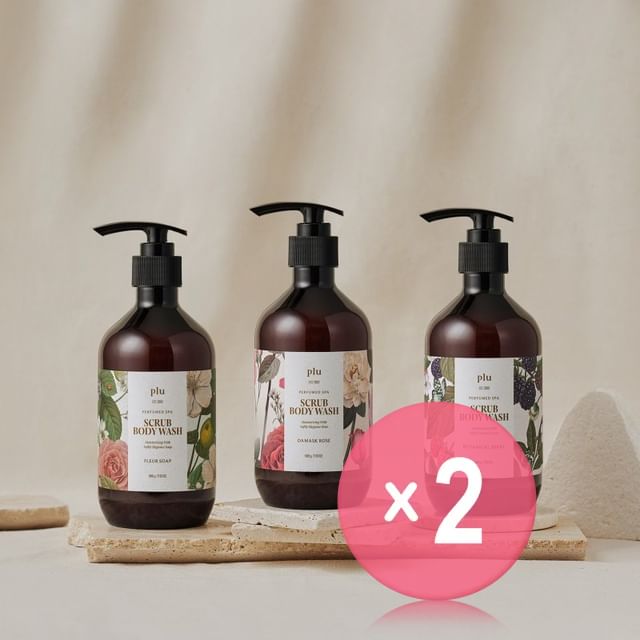 plu-Perfumed Spa Scrub Body Wash - 3 Types 2pcs Bundle Set