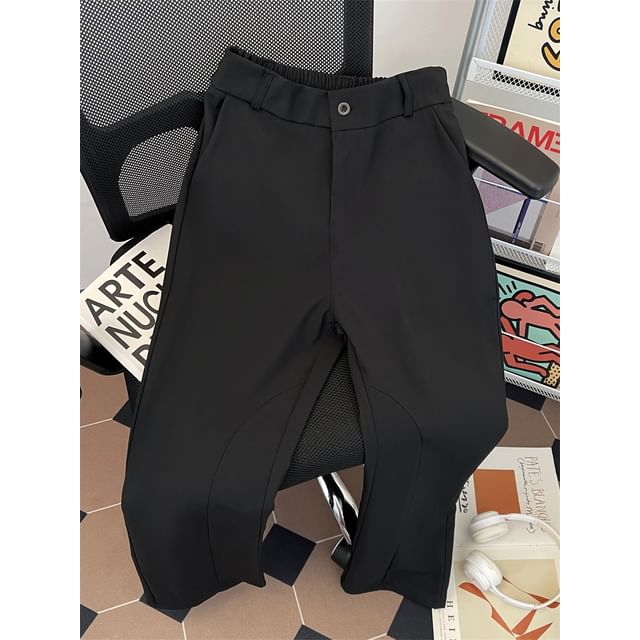 Plummie-High Waist Plain Straight Leg Pants