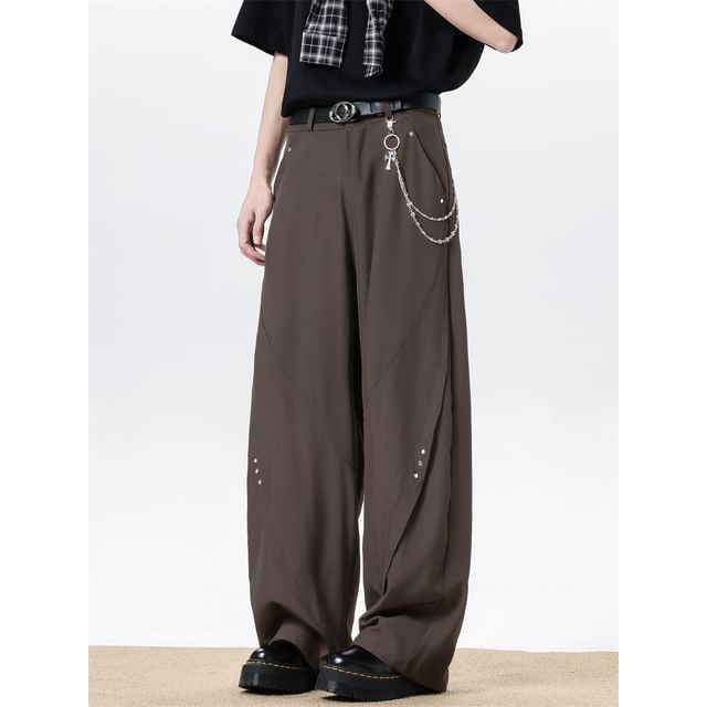 Plummie-High Waist Plain Wide Leg Pants