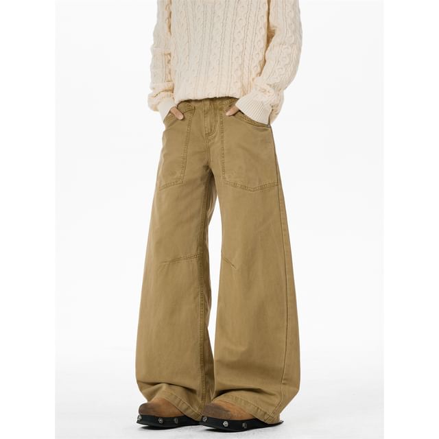 Plummie-Mid Rise Plain Barrel Leg Jeans