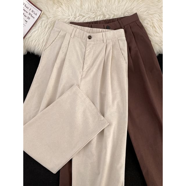 Plummie-Mid Rise Plain Wide Leg Pants