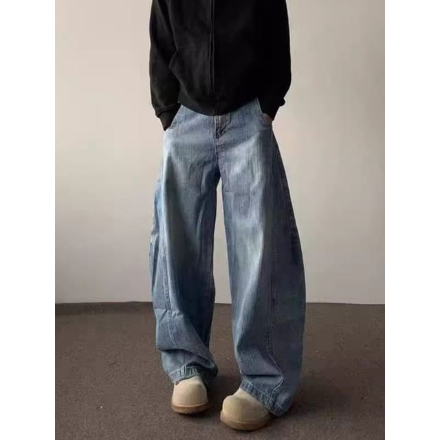 Plummie-Mid Rise Washed Baggy Jeans