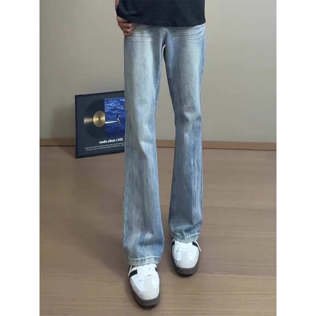 Plummie-Mid Rise Washed Flared Jeans