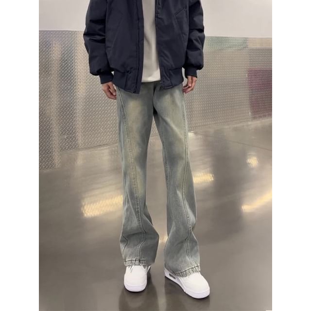 Plummie-Mid Rise Washed Flared Jeans