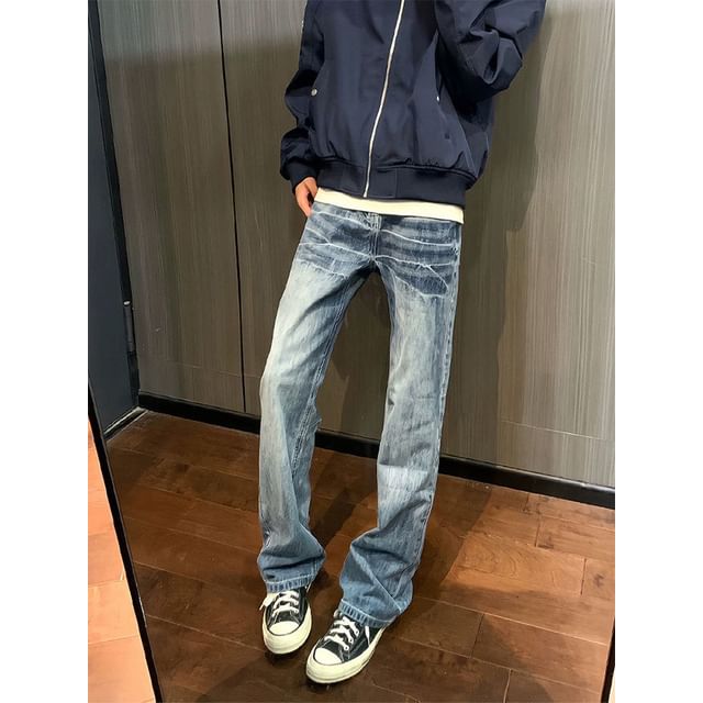 Plummie-Mid Rise Washed Flared Jeans