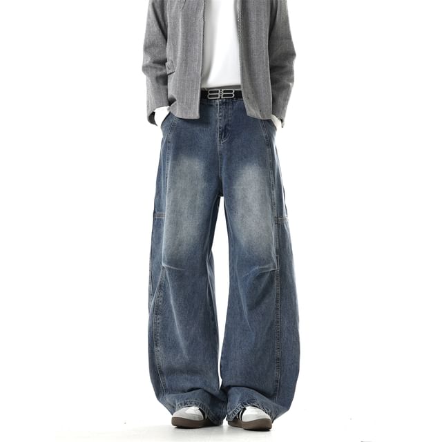 Plummie-Mid Rise Washed Straight Leg Jeans