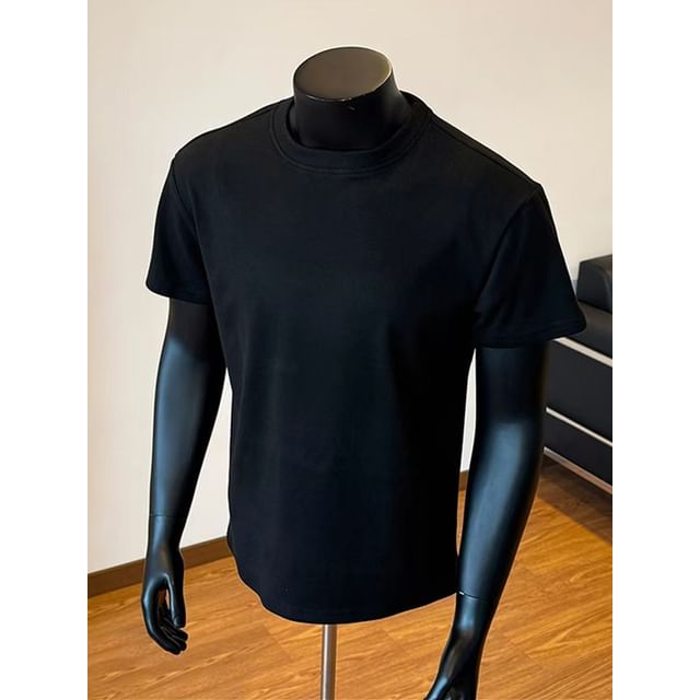 Plummie-Short-Sleeve Crew Neck Plain T-Shirt