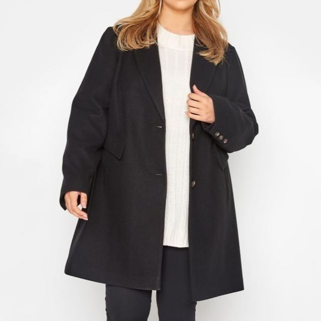 PlusPretty-Lapel Collar Plain Midi Single-Breasted Coat