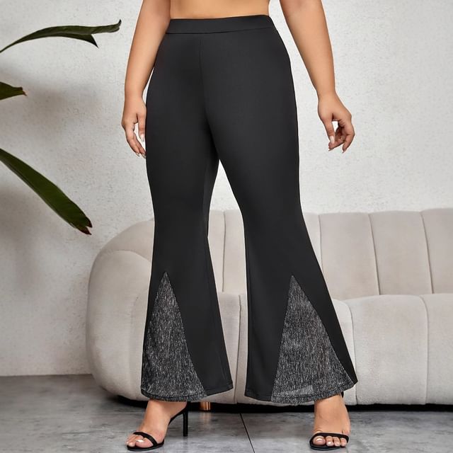 PlusPretty-XL-4XL Plus Size High Waist Crop Flared Pants