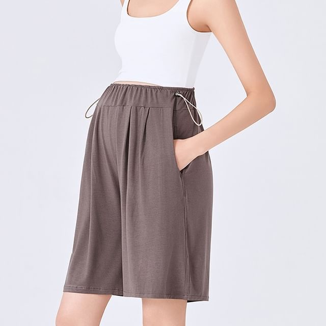 POKU-Maternity Elastic Waist Plain Shorts
