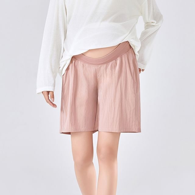 POKU-Maternity Low Rise Plain Shorts