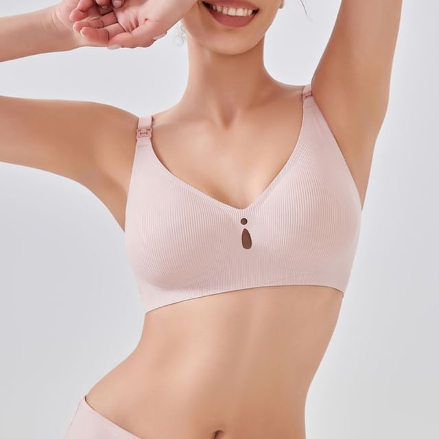 POKU-Maternity Plain Breastfeeding Wireless Bra