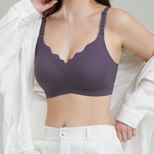 POKU-Maternity Plain Seamless Wireless Nursing Bra
