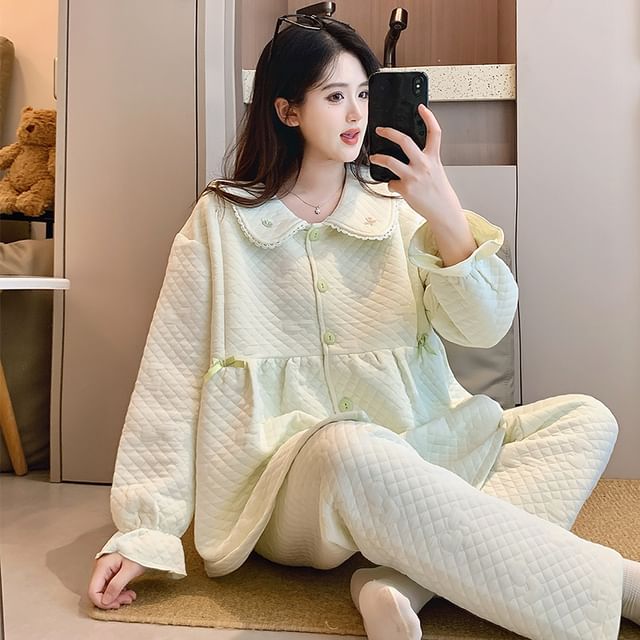 POKU-Maternity Quilted Pajama Set