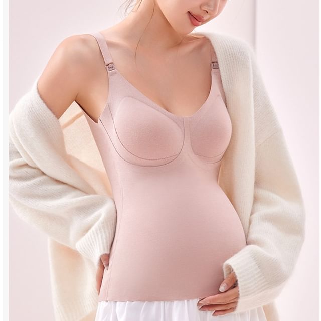 POKU-Maternity V-Neck Plain Padded Tank Top