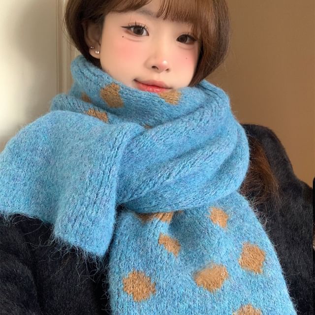 Pompabee-Dotted Knit Scarf