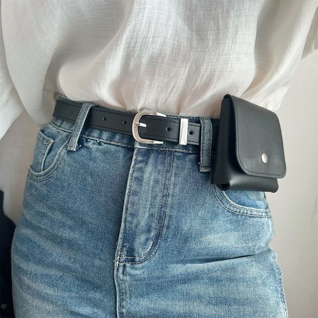Pompabee-Faux Leather Pocket Belt
