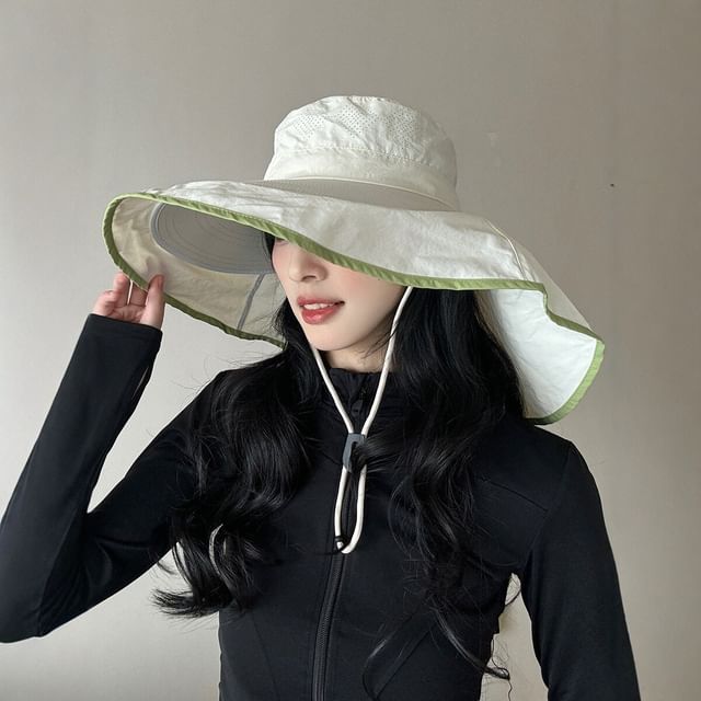 Pompabee-Foldable Contrast Trim Sun Hat