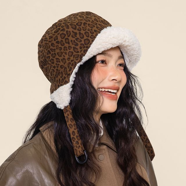 Pompabee-Leopard Print Trapper Hat