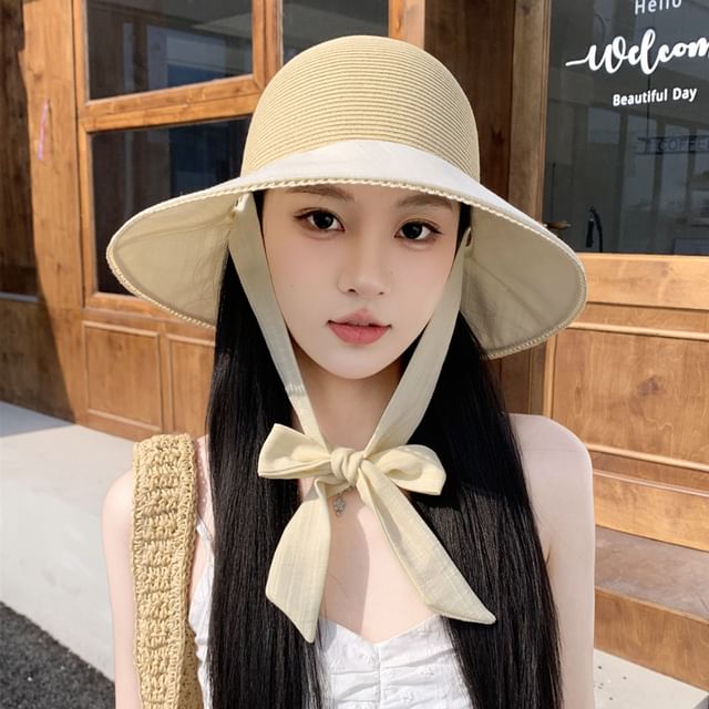 Pompabee-Panel Straw Sun Hat