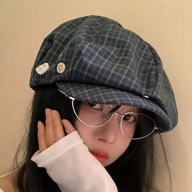 Pompabee-Plaid Newsboy Cap