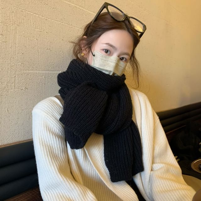 Pompabee-Plain Chunky Knit Scarf