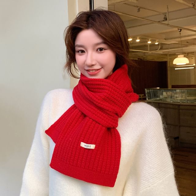 Pompabee-Plain Knit Scarf