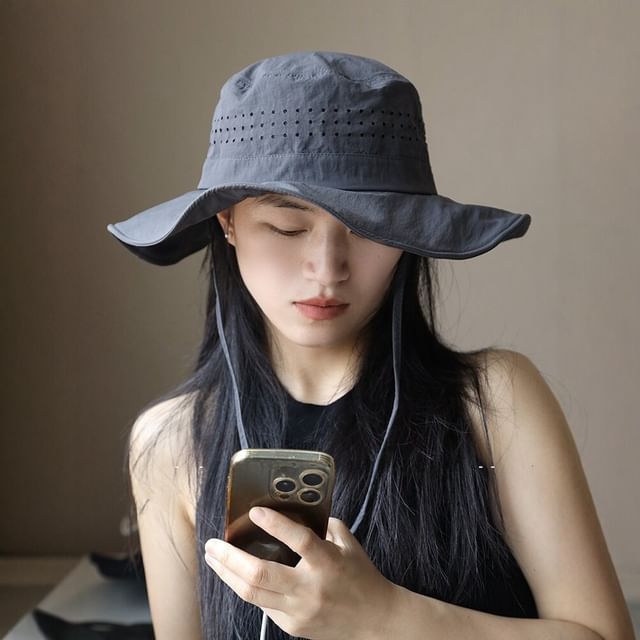 Pompabee-Plain Perforated Boonie Hat