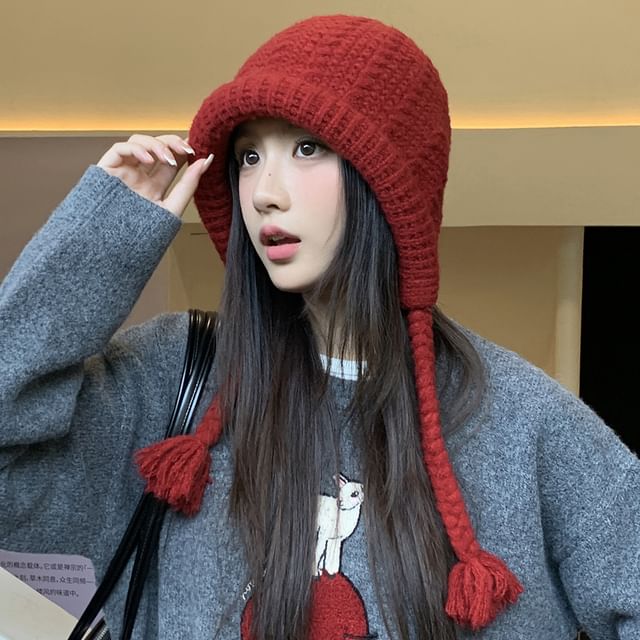 Pompabee-Pom Pom Plain Knit Beanie