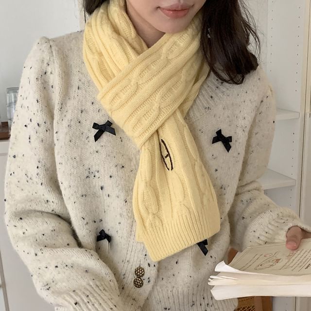 Pompabee-Stitching Knit Scarf