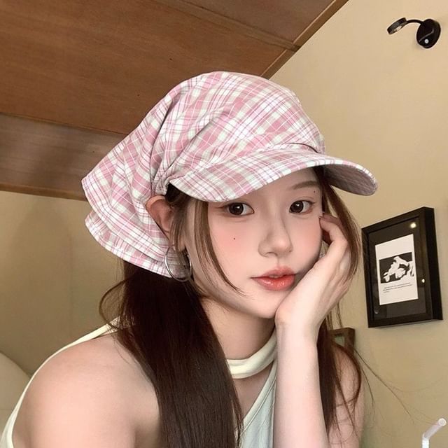Pompabee-Sun Block Plaid Cap