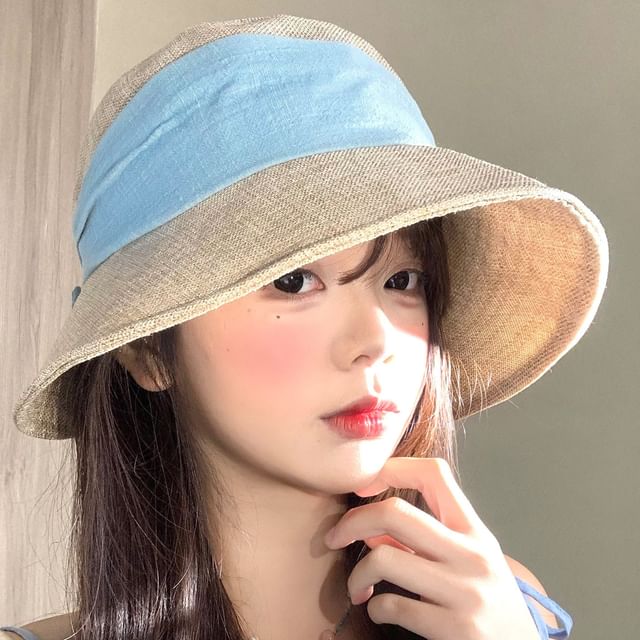 Pompabee-Two Tone Bow Bucket Hat