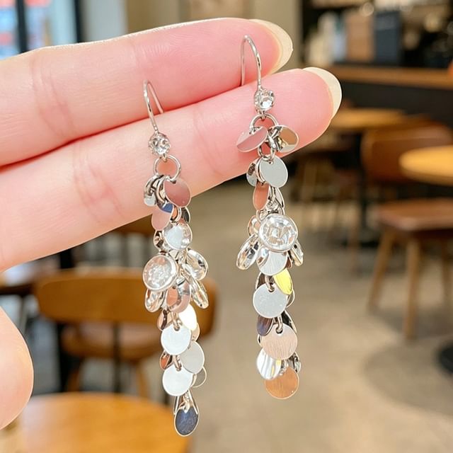 Poppin-Disc Rhinestone Drop Earring