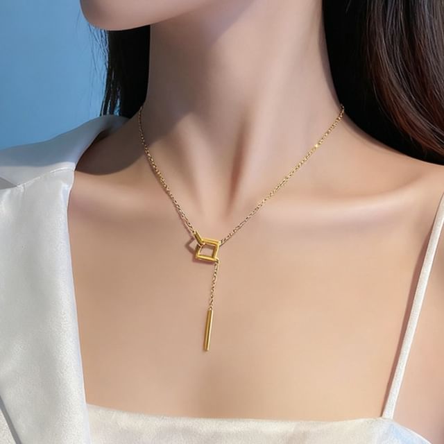 Poppin-Geometry Lariat Necklace