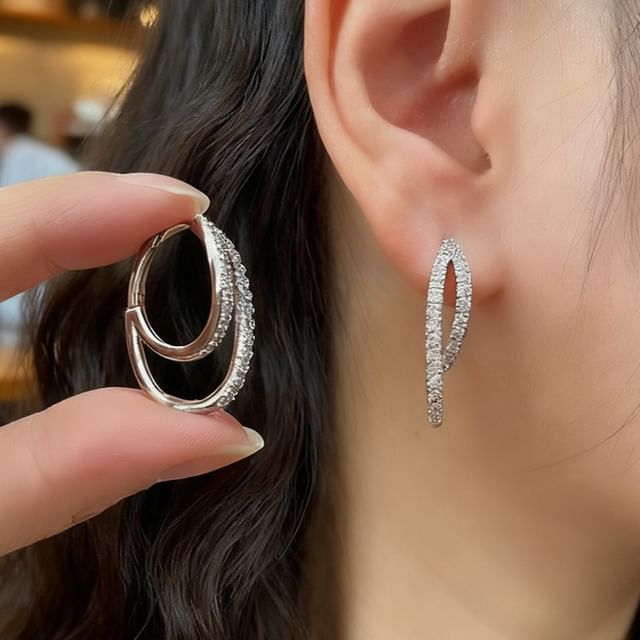 Poppin-Layered Rhinestone Alloy Hoop Earring