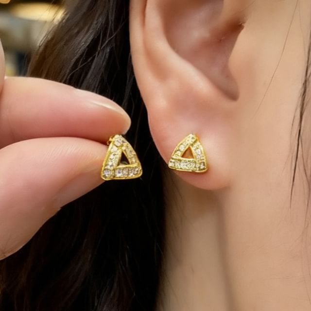 Poppin-Triangle CZ Stud Earring