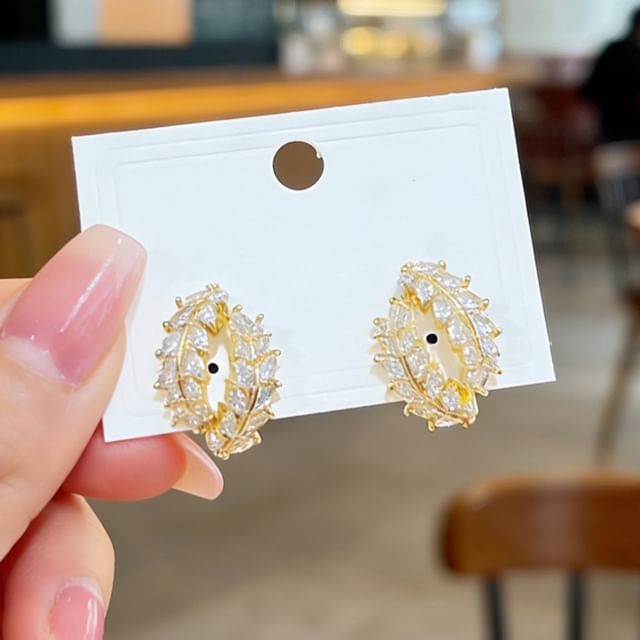 Poppin-Wheat Rhinestone Alloy Statement Earring