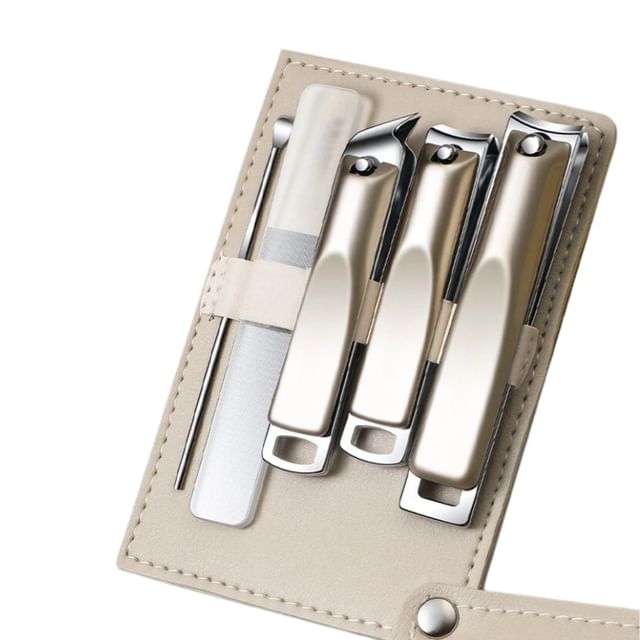 Porcini-Lot de 5 Kit manucure et cure-oreilles en acier inoxydable 5 pièces motifs variés
