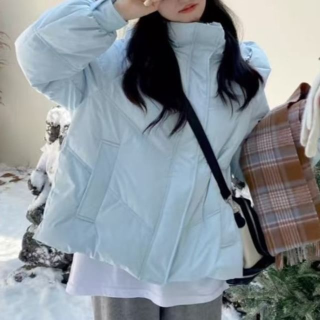 Porstina-Hooded Plain Puffer Jacket