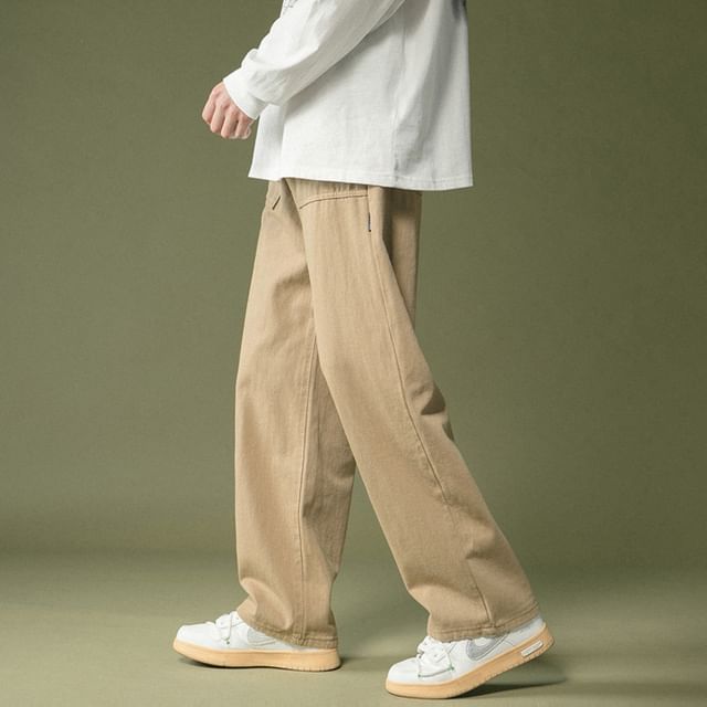 POSI-Drawstring Waist Plain Loose Fit Pants