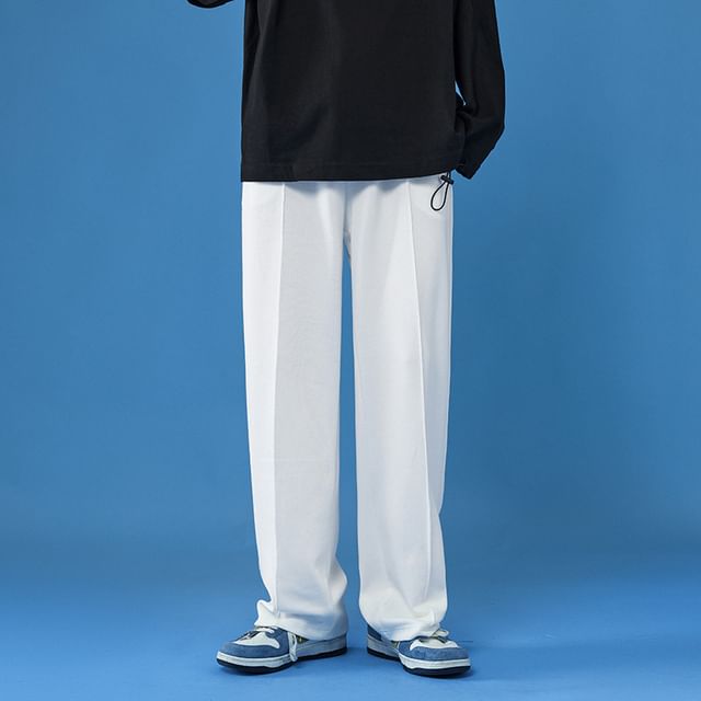 POSI-Drawstring Waist Plain Loose Fit Sweatpants