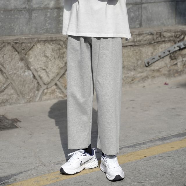 POSI-Drawstring Waist Plain Loose Fit Sweatpants